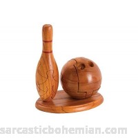 6.25 Wooden Bowling Pin & Ball on Stand 3D Puzzle Medium Brown B004TS1Q48